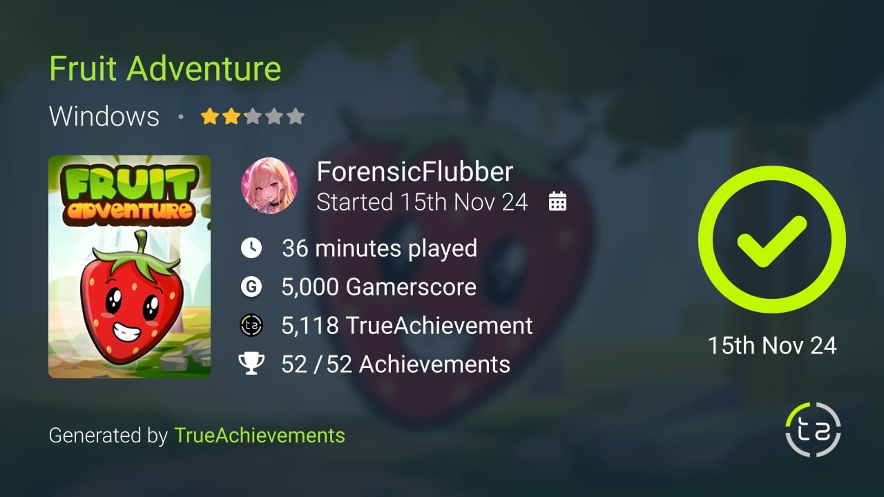 Fruit Adventure achievement summary